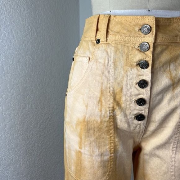 Ulla Johnson  Milo Jean in Wheat Tie Dye Wide Leg Button Front High Waist Trouse - Picture 10 of 12